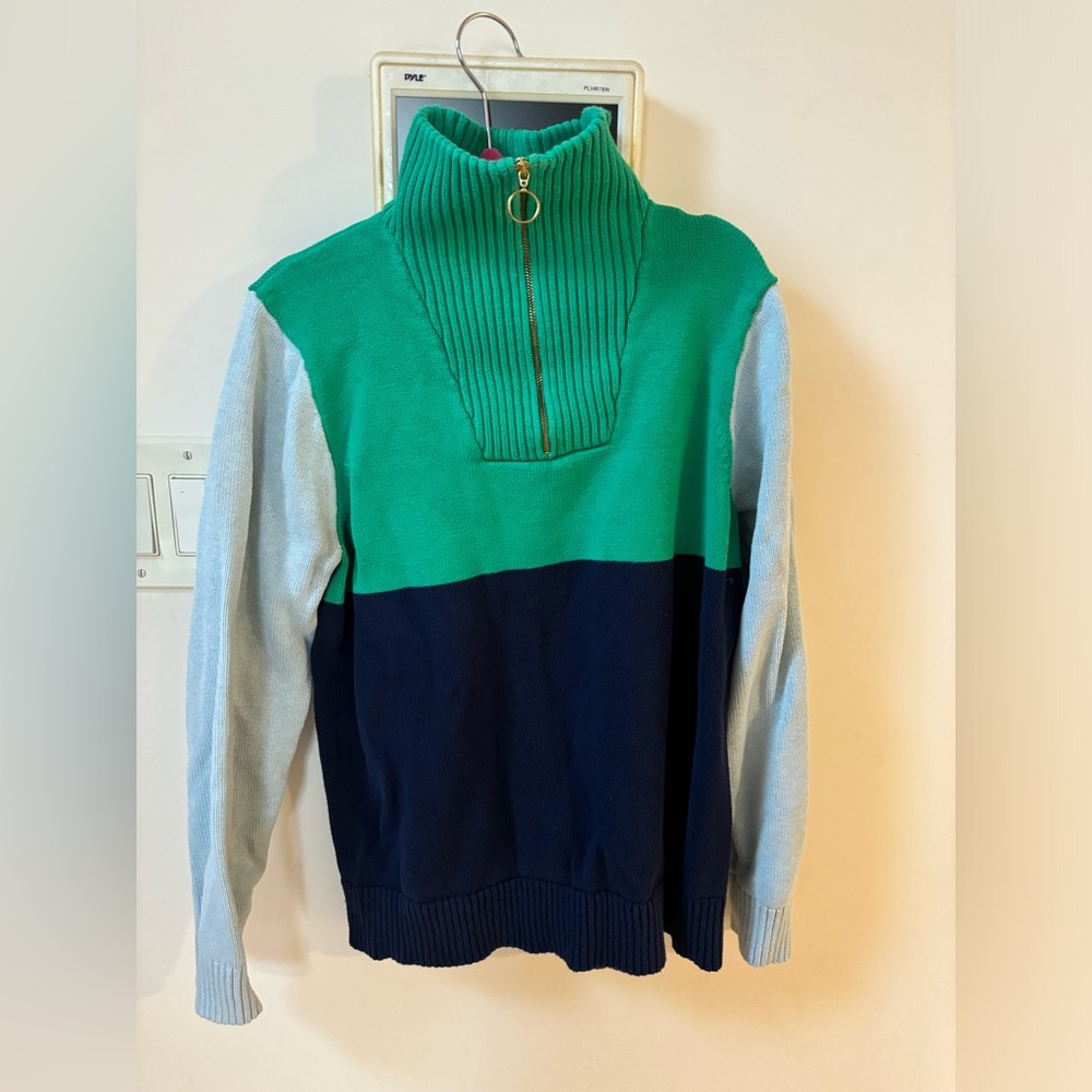 J. Crew quarter zip color blocked sweater